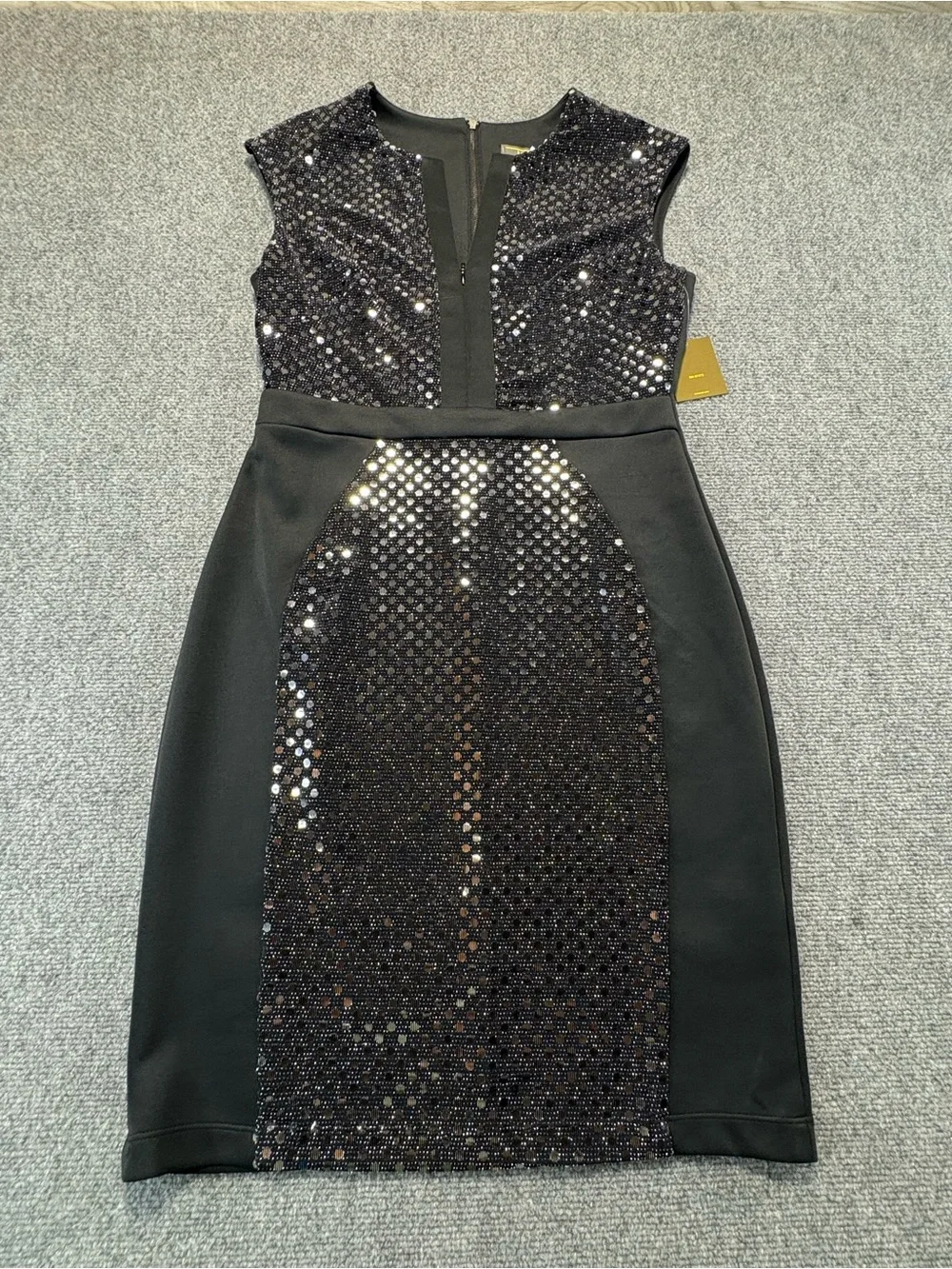 Melonie T Womens Colorblock Sequin V-Neck Cocktail Dress Size 12 New With Tag